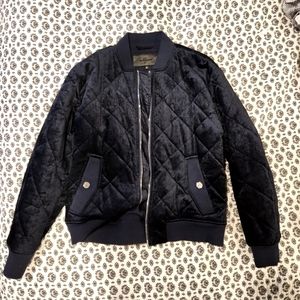 7 of mankind Blue velvet bomber jacket